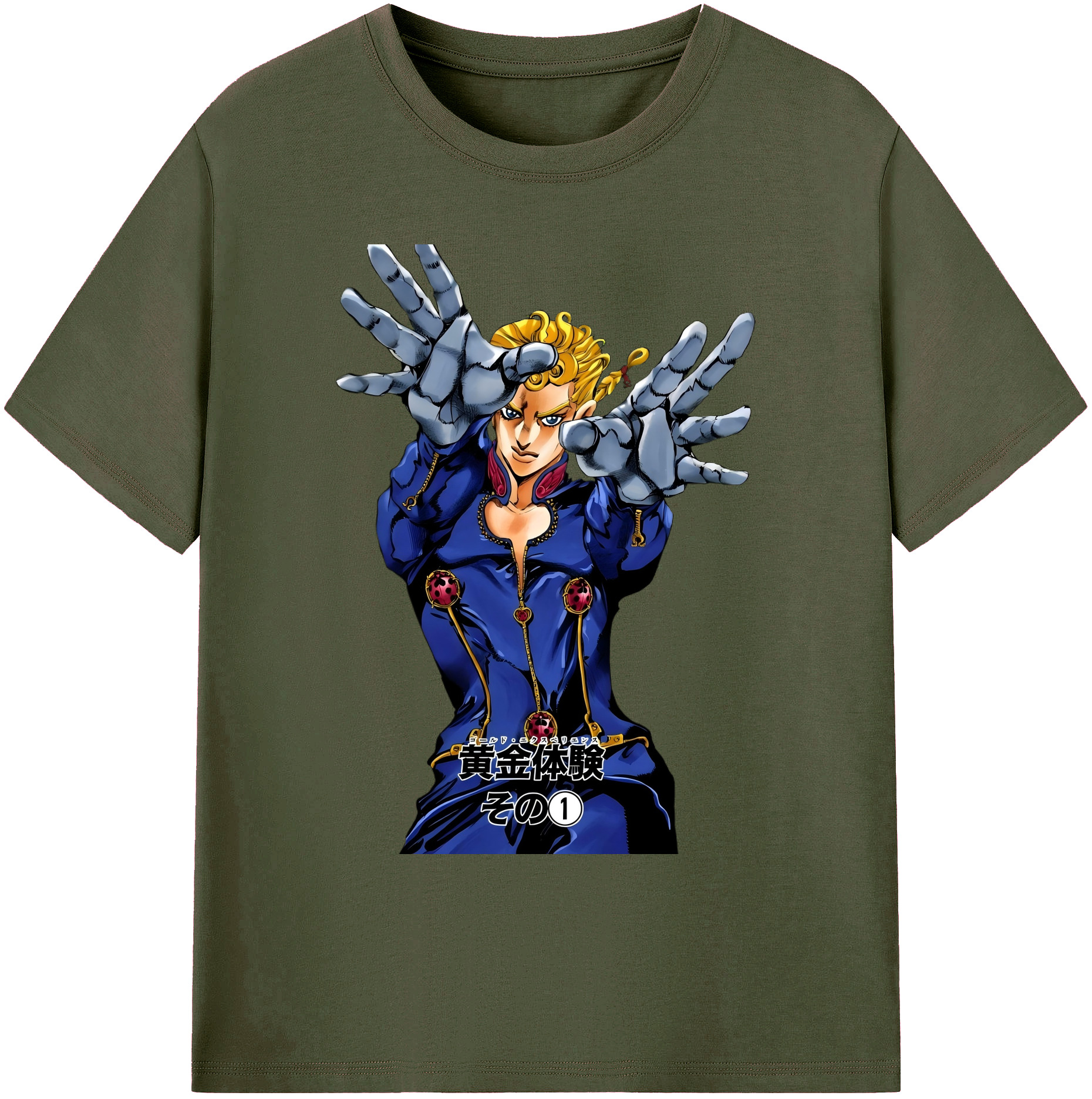 （画像用） ジョジョの奇妙な冒険 ジョルノ?ジョバァーナ JoJo's Bizarre Adventure Giorno Giovanna 綿100％ メンズ半袖Tシャツ｜肌触りやわらか＆通気性
